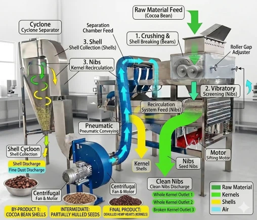 cocoa bean peeling machine cocoa bean peeling machine